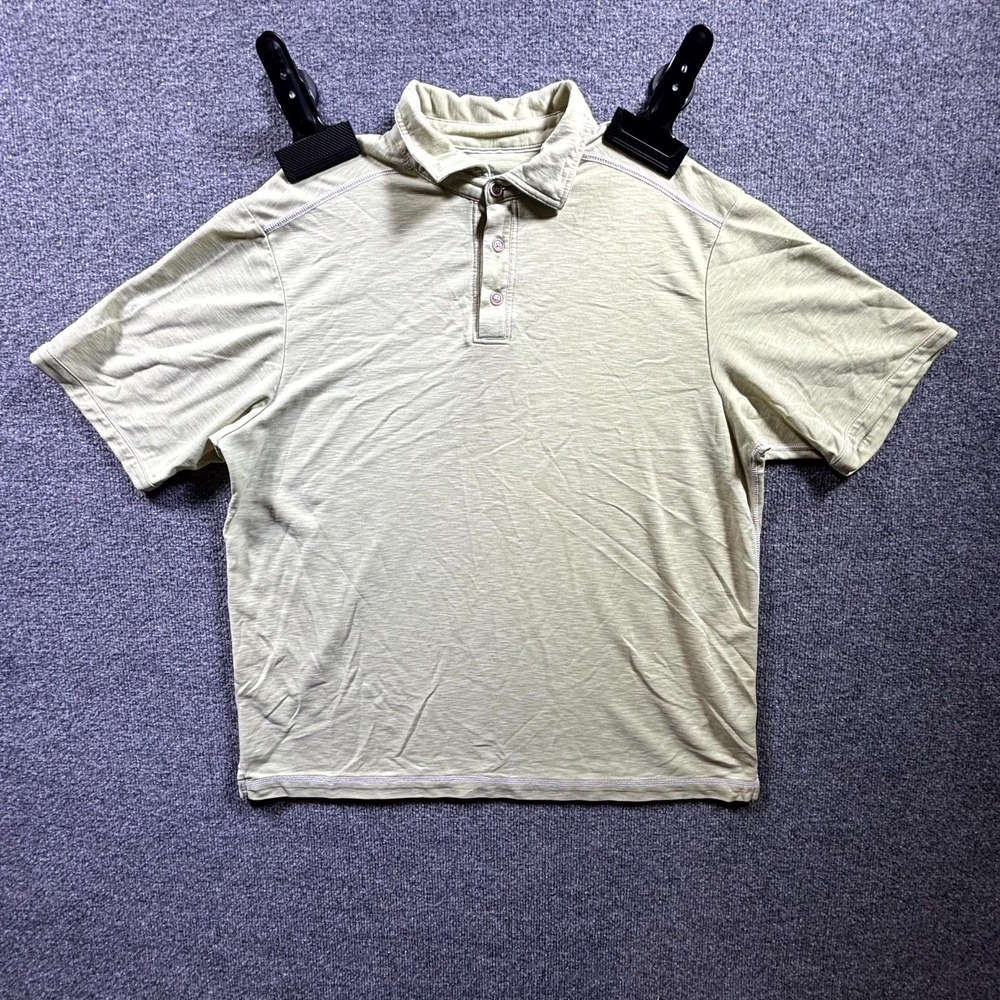 Tommy Bahama Polo Shirt Mens Large Sage Green Slub Golf Performance 121-T21431